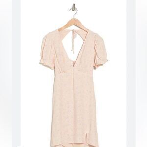 Sophie Rue Dress Womens Sz Medium neck Floral Open Back mini apricot Cottagecore